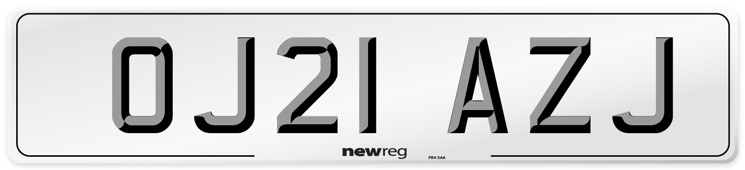 OJ21 AZJ Number Plate from New Reg